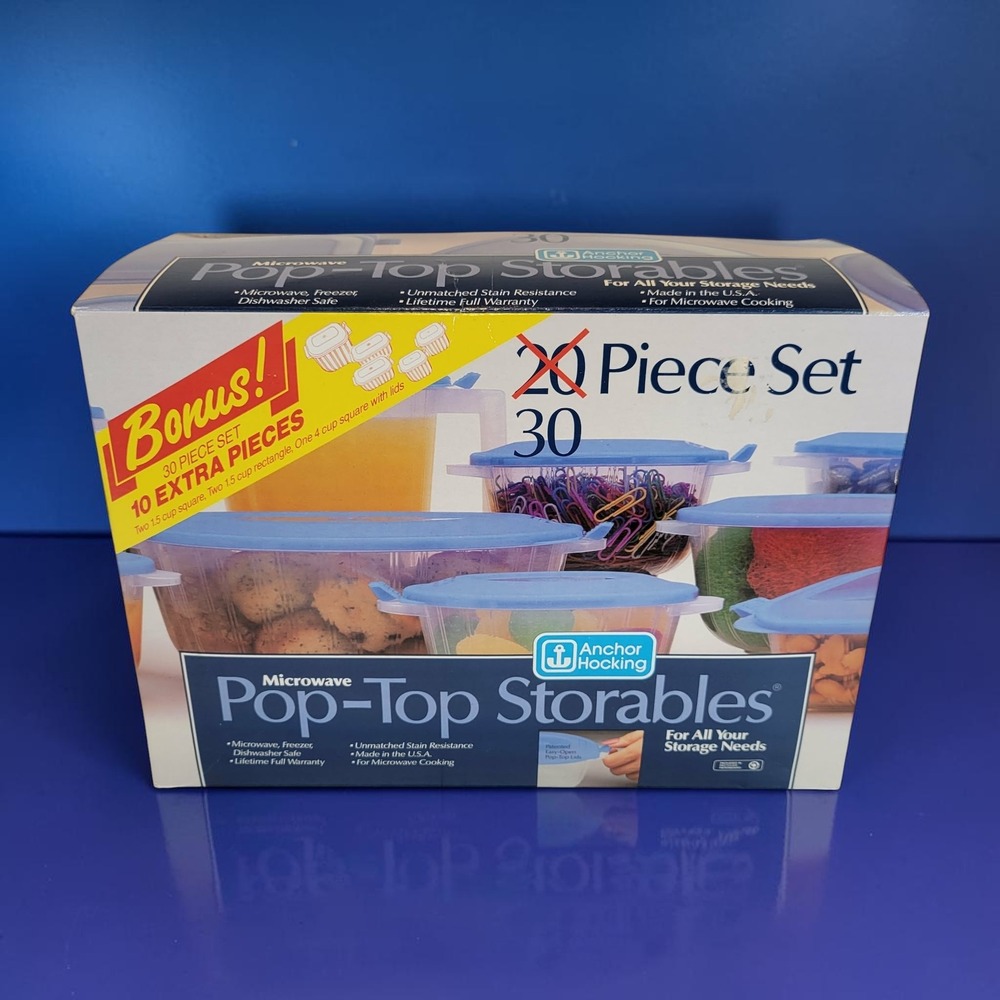 Anchor Hocking Pop-Top Storables 30 Piece Set Microwave Safe Made in USA NEW